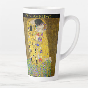 Caneca De Café Latte Gustav Klimt – O Beijo – Texto Personalizado