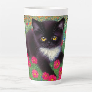 Caneca De Café Latte Gustav Klimt Tuxedo Cat