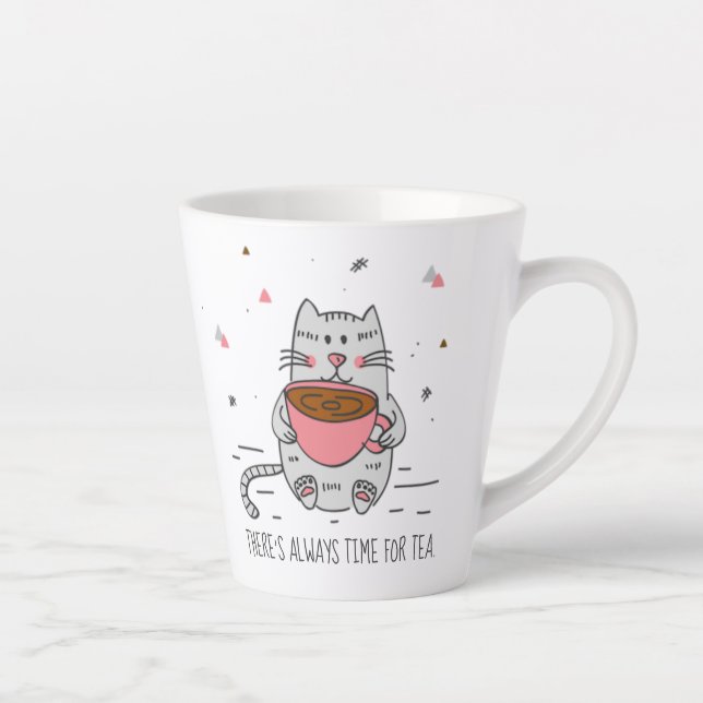 Caneca De Café Latte Há sempre tempo para o chá, Cat (Direita)