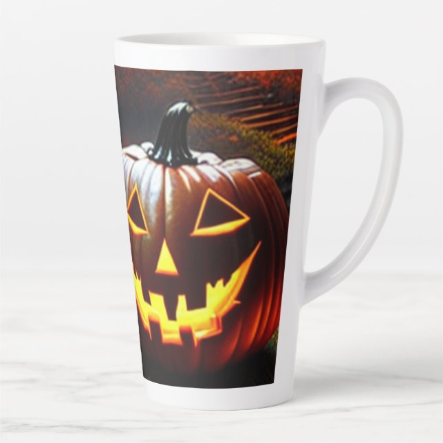 Caneca De Café Latte Halloween/Abóbora/Queda (Direita)