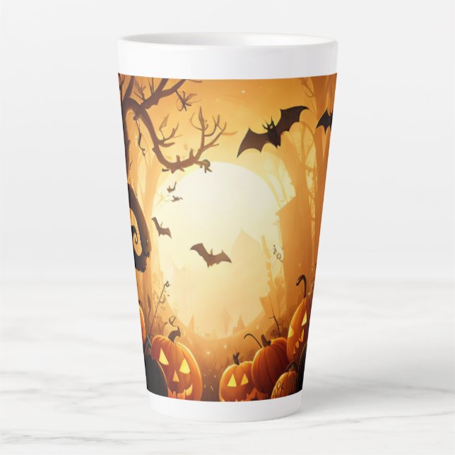 Caneca De Café Latte Halloween/Bat/Pumpkin/Fall (Frente)