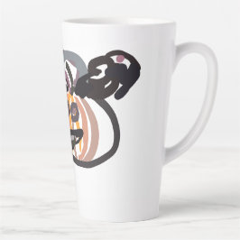 Caneca De Café Latte Halloween black cat and raven
