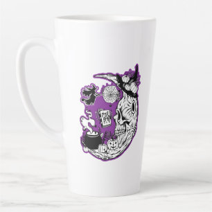 Caneca De Café Latte Halloween Crescent Moon Witold Skull