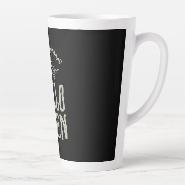 Caneca De Café Latte Halloween Hallo Queen (Direita)