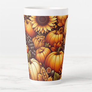 Caneca De Café Latte Halloween/Outono/Outono/Abóbora