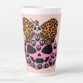 Caneca De Café Latte Halloween, Padrão de Caveira, Rosto de Abóbora, Mo