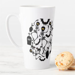 Caneca De Café Latte Halloween Skeletons Macabre Dance