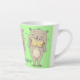 Caneca De Café Latte Hamster sorridente e bonito com desenho animado de