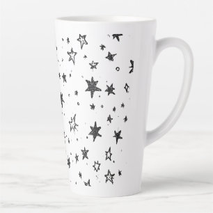 Caneca De Café Latte Hand Drawn Celestial Night Sky Pattern