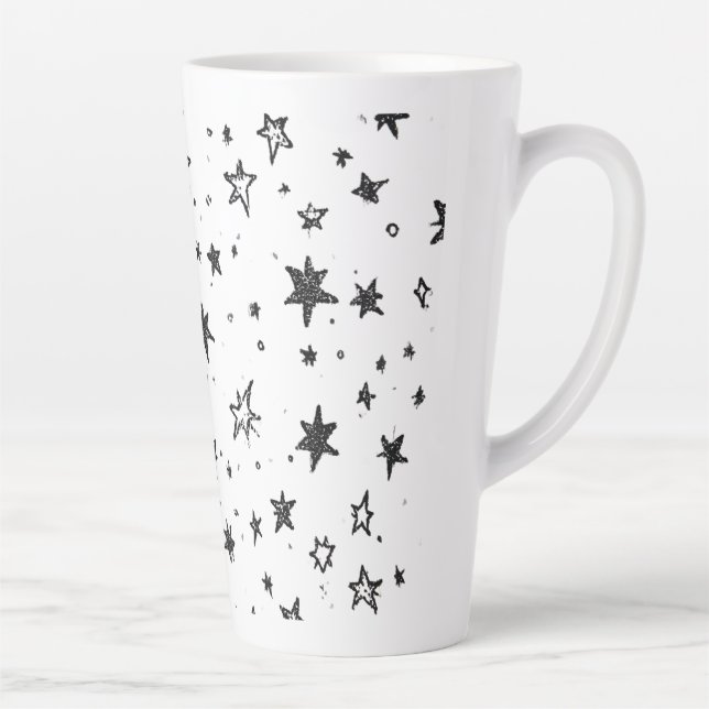 Caneca De Café Latte Hand Drawn Celestial Night Sky Pattern (Direita)