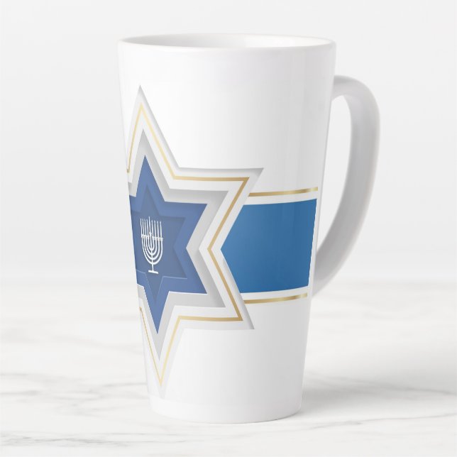 Caneca De Café Latte Hanukkah Latte Mug (Ângulo direito)