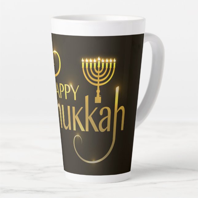 Caneca De Café Latte Hanukkah Latte Mug (Ângulo direito)