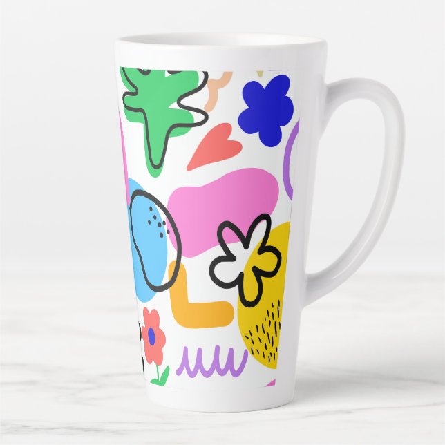 Caneca De Café Latte Happy and colorful abstract designs (Direita)