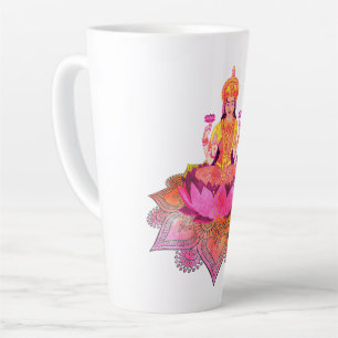 Caneca De Café Latte Happy Diwali - Deepalavi Lakshmi Goddese 4
