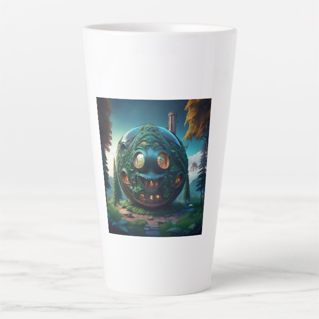 Caneca De Café Latte Happy Emoji House (Frente)