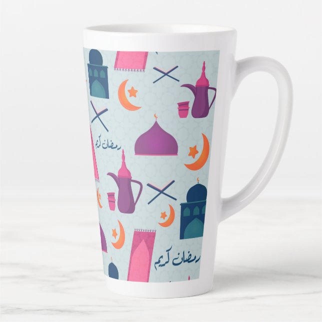 Caneca De Café Latte Happy Ramadan Pattern (Direita)