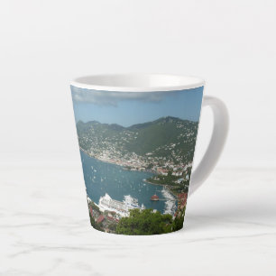Caneca De Café Latte Harbor em Ruas. Thomas Ilhas Virgens dos EUA