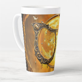 Caneca De Café Latte Harpa Celestial da Lua Dourada