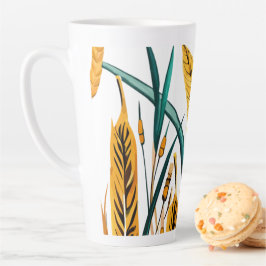 Caneca De Café Latte Harvest Harmony: Um Padrão de Trigo em uma Canvas