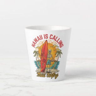 Caneca De Café Latte Havaí Está Chamando Vibes de Surf da Ilha Maui