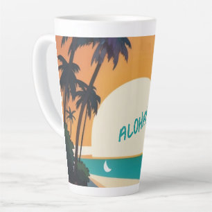 Caneca De Café Latte Havaiano/Aloha/Tropical/praia