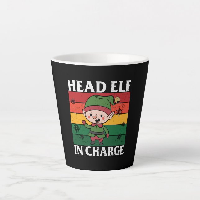 Caneca De Café Latte Head Elf In Charge (Frente)
