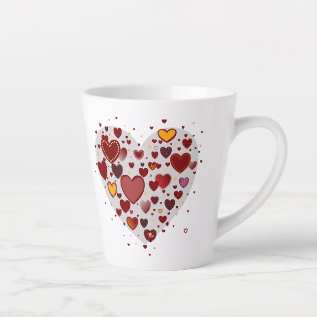 Caneca De Café Latte Hearts allover (Direita)