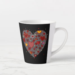Caneca De Café Latte Hearts allover