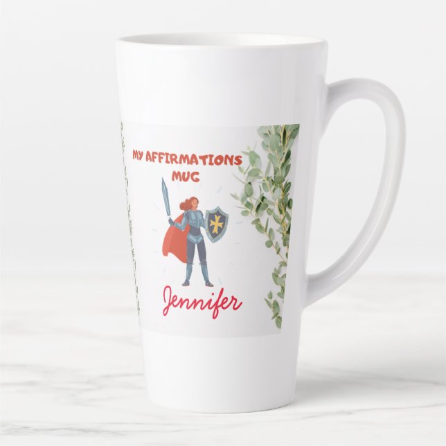 Caneca De Café Latte Hebraico 13:6 Afirmação em negrito Sem Medo Person (Direita)