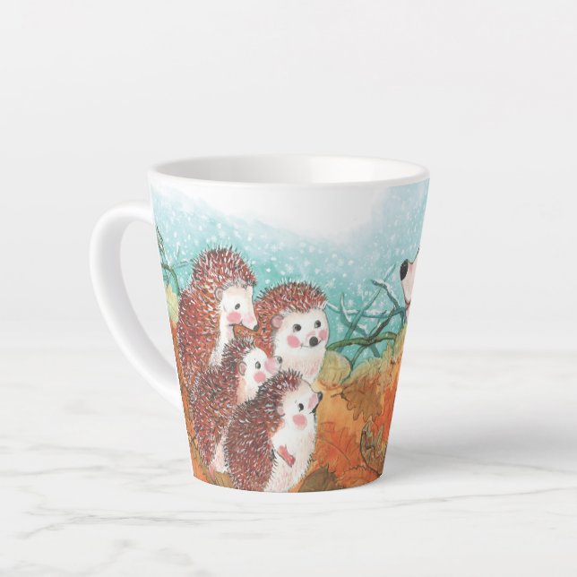 Caneca De Café Latte Hedgehogs Ilustração de Pequena Caneca Latte (Ângulo esquerdo)