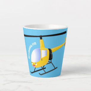 Caneca De Café Latte Helicóptero de animação amarelo giro