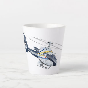 Caneca De Café Latte Helicóptero de desenho animado
