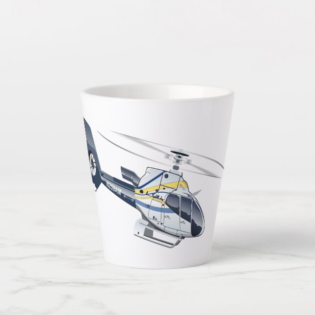 Caneca De Café Latte Helicóptero de desenho animado (Frente)