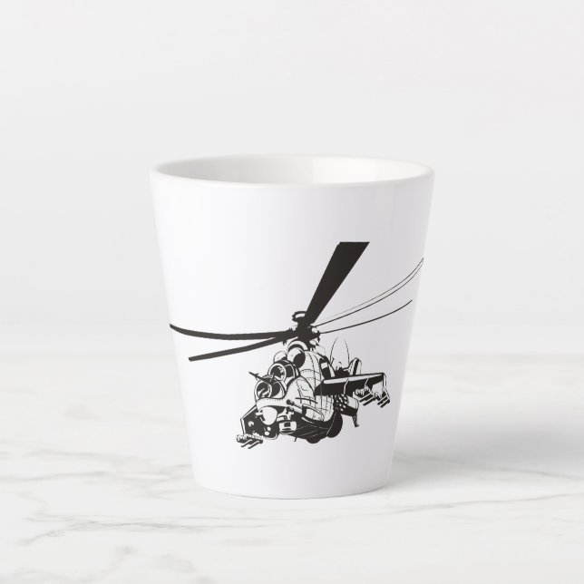 Caneca De Café Latte Helicóptero de desenho "Hind" (Frente)