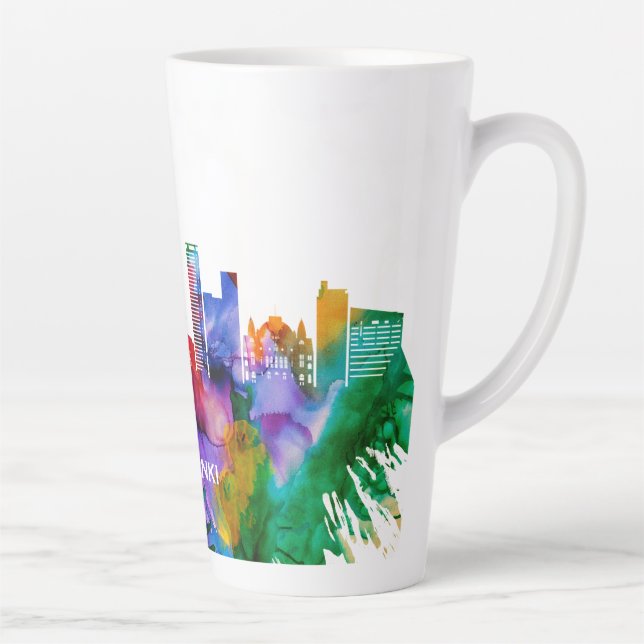 Caneca De Café Latte Helsinki Skyline (Direita)