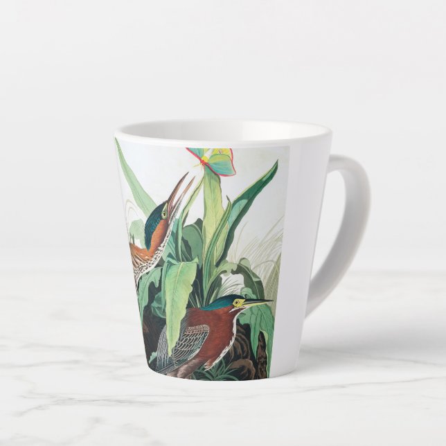 Caneca De Café Latte Herão Verde por John James Audubon (Ângulo direito)