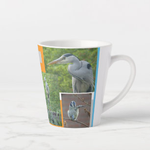 Caneca De Café Latte Heron e Little Bird Collage Latte Mug