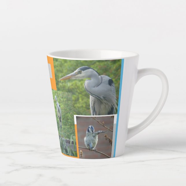 Caneca De Café Latte Heron e Little Bird Collage Latte Mug (Direita)