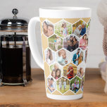 Caneca De Café Latte Hexágono Geométrico com Colagem de Fotos 28 Imagen<br><div class="desc">Crie sua própria caneca latta alta com uma colagem de fotos no estilo hexágono geométrico. O modelo de foto está configurado para que você adicione 28 fotos de sua família e amigos, animais de estimação, férias etc. Suas fotos serão exibidas em formas hexágonas, como uma parede de alveolado. O padrão...</div>