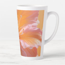 Caneca De Café Latte Hibisco Floral Pêssego Vibrante