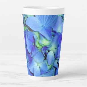 Caneca De Café Latte Hídrangas azuis azuis Elegante