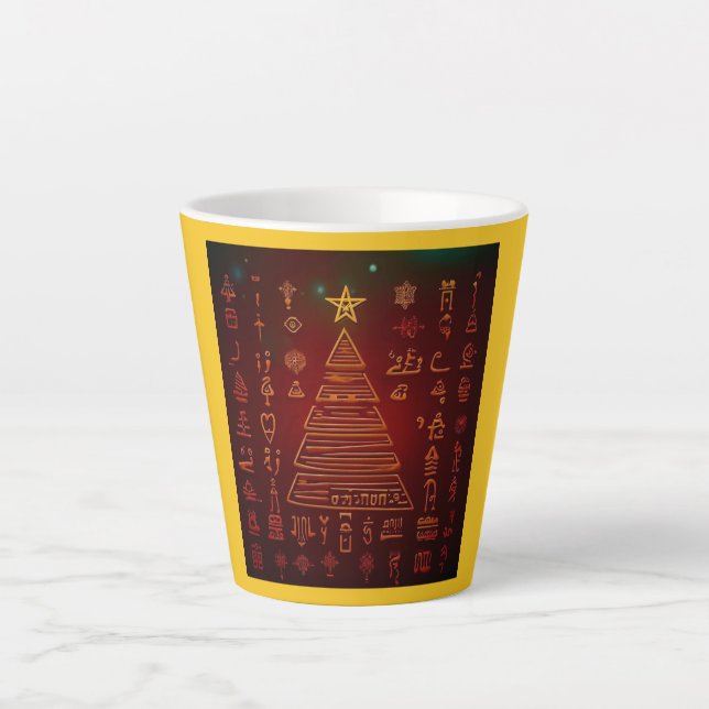 Caneca De Café Latte Hieroglifos Egípcios do Natal 1 (Frente)