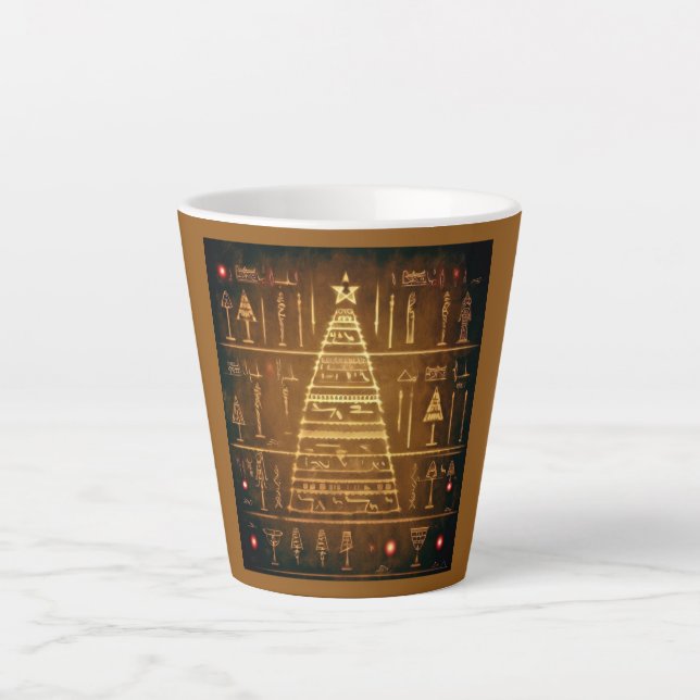 Caneca De Café Latte Hieroglifos Egípcios do Natal 3 (Frente)