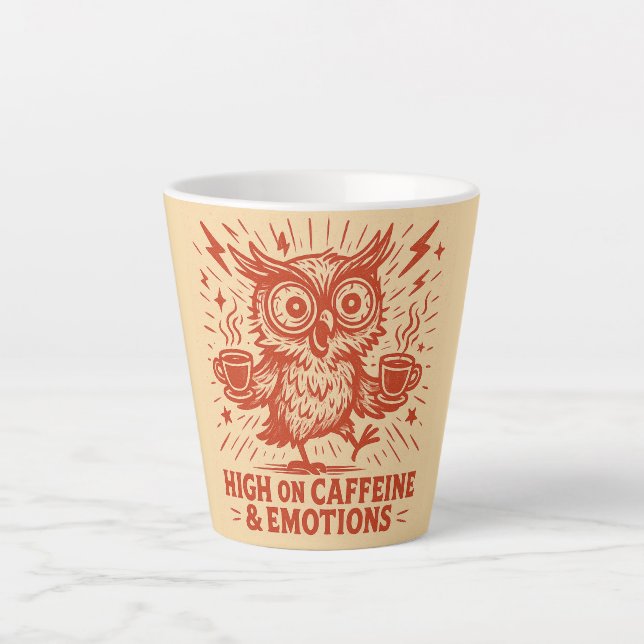 Caneca De Café Latte High on Caffeine & Emotions (Frente)