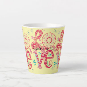 Caneca De Café Latte Hippie Groovy - Sinal de Amor Thunder_Cove