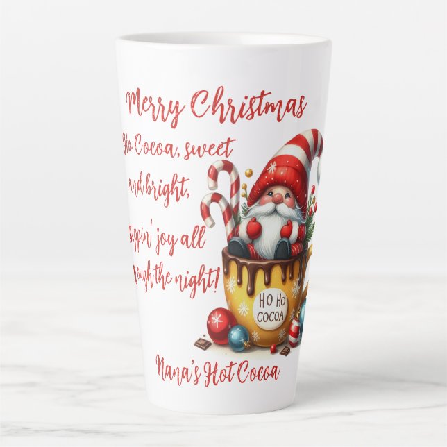 Caneca De Café Latte Ho Ho Cocoa Santa (Frente)