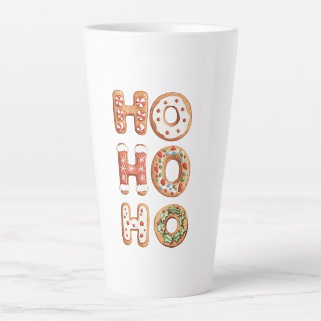 Caneca De Café Latte Ho Ho Ho Gingerbird Cookie Natal (Frente)