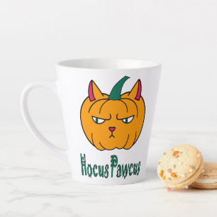 Caneca De Café Latte Hocus pawcus Halloween abóbora gengibre magia