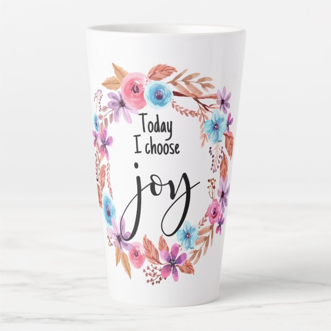 Caneca De Café Latte Hoje eu escolho Joy Inspirational Cote Rosa (Frente)