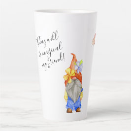 Caneca De Café Latte Hoje, o Mago Gnomo Divertido Colorido Alto Latte M